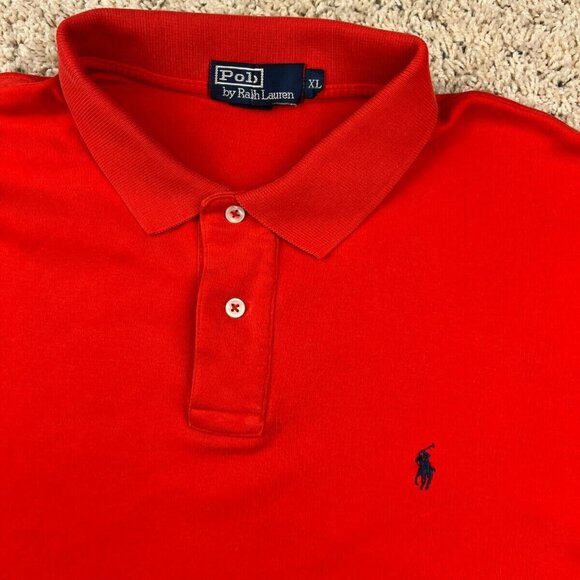 Polo Ralph Lauren Solid Orange Polo Shirt XL Extra Large Cotton Shirt Sleeve - Picture 1 of 9
